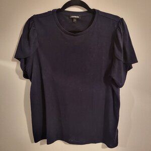 Express Navy blouse with ruffle sleeves